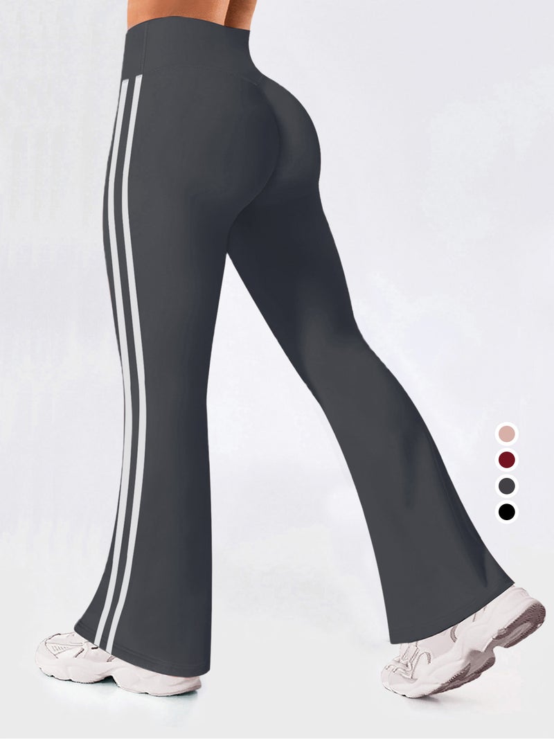 Spring And Women'S High Waist Striped Girls Hip Comfortable Naked High-Elastic Flared Pants - Image 3